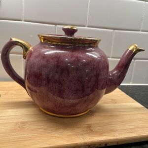 SUDLOW BURSLEM Teapot/ Burgundy And Gold Pattern